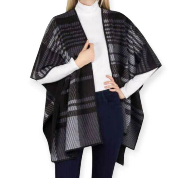 Ike Behar Black & Gray Reversible Wrap One Size NWT - Picture 1 of 4